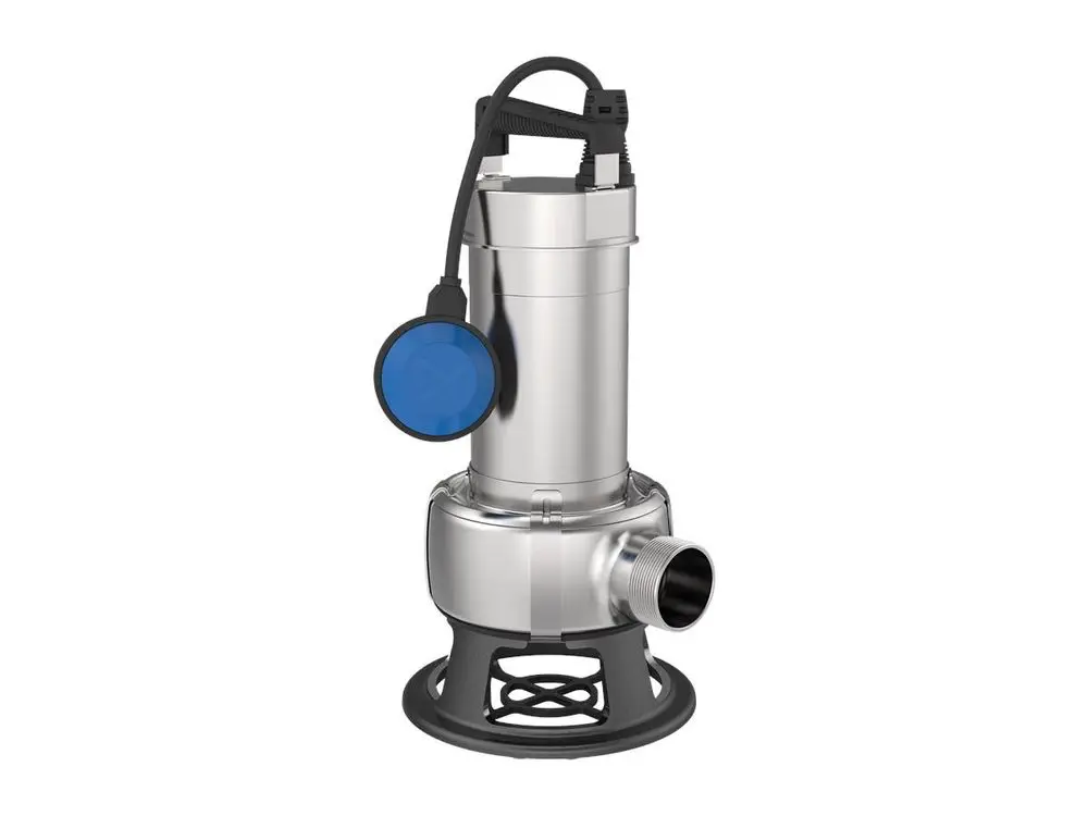 Tauchmotorpumpe von Grundfos mit einem robusten Edelstahlgehäuse und integriertem Schwimmerschalter zur Pumpensteuerung. Ideal für Schmutzwasseranwendungen.